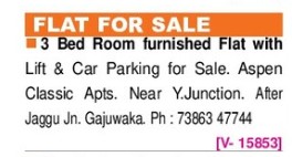 FURNISHED FLAT FOR SALE