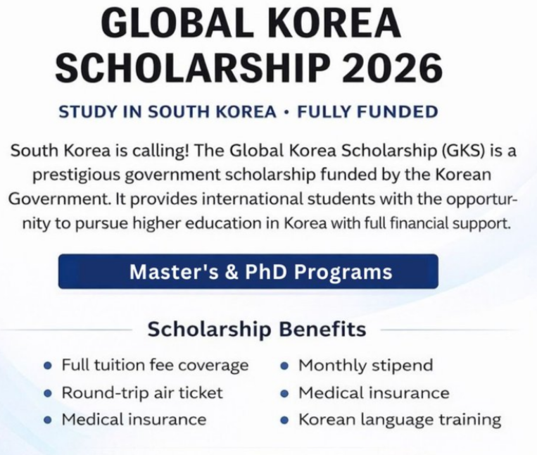 Global Korea Scholarship (GKS) 2026 | Fully Funded | Study in South Korea