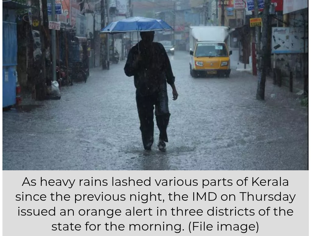 Heavy Rains Lash Parts of Kerala; IMD Issues Orange Alert in 3 Districts