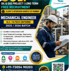 Hiring – 2025 & 2026 B.E./B.Tech Graduates – MECHANICAL ENGINEER (INTERN)