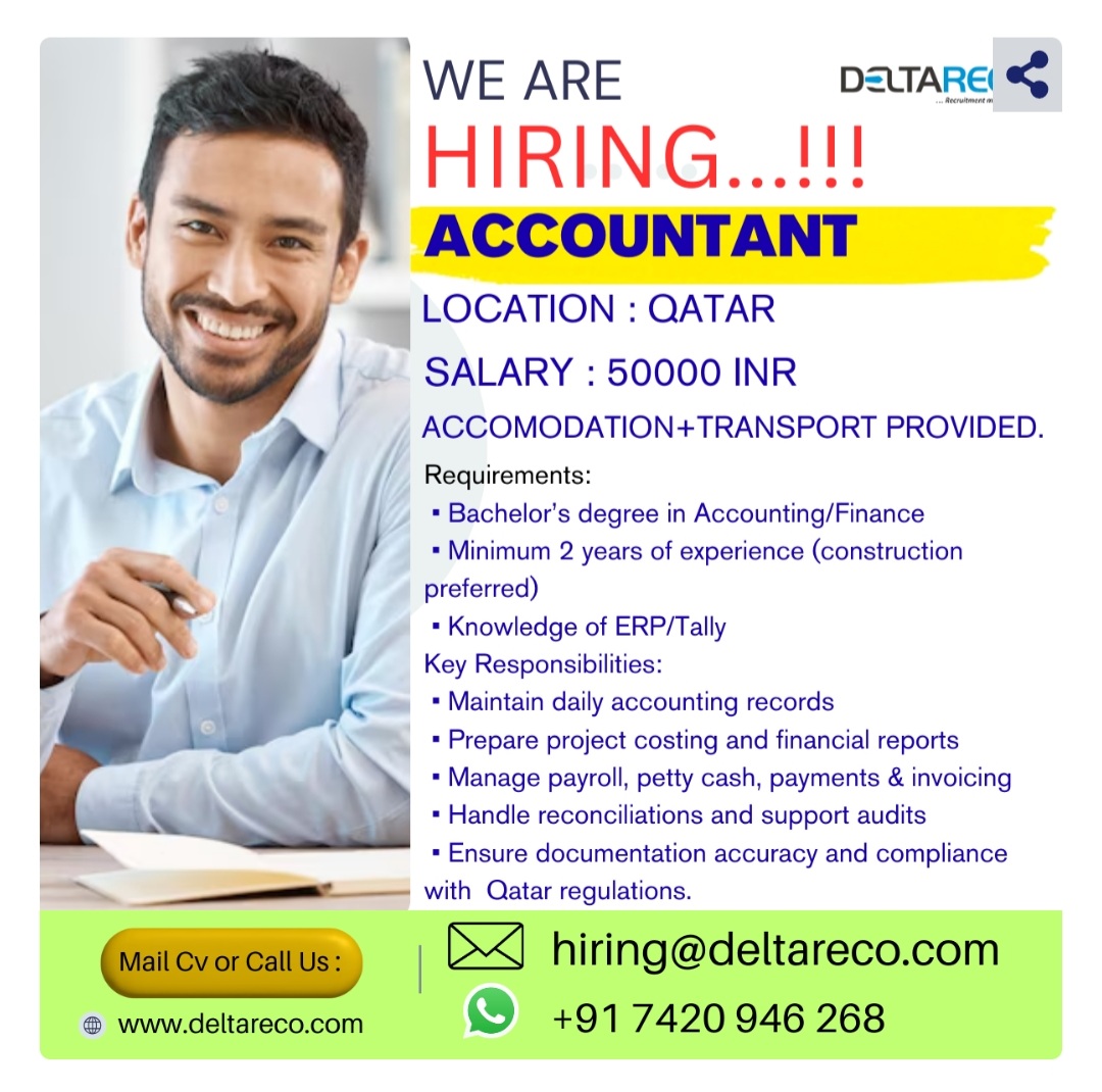 Hiring Accountant for Qatar with Good Salary