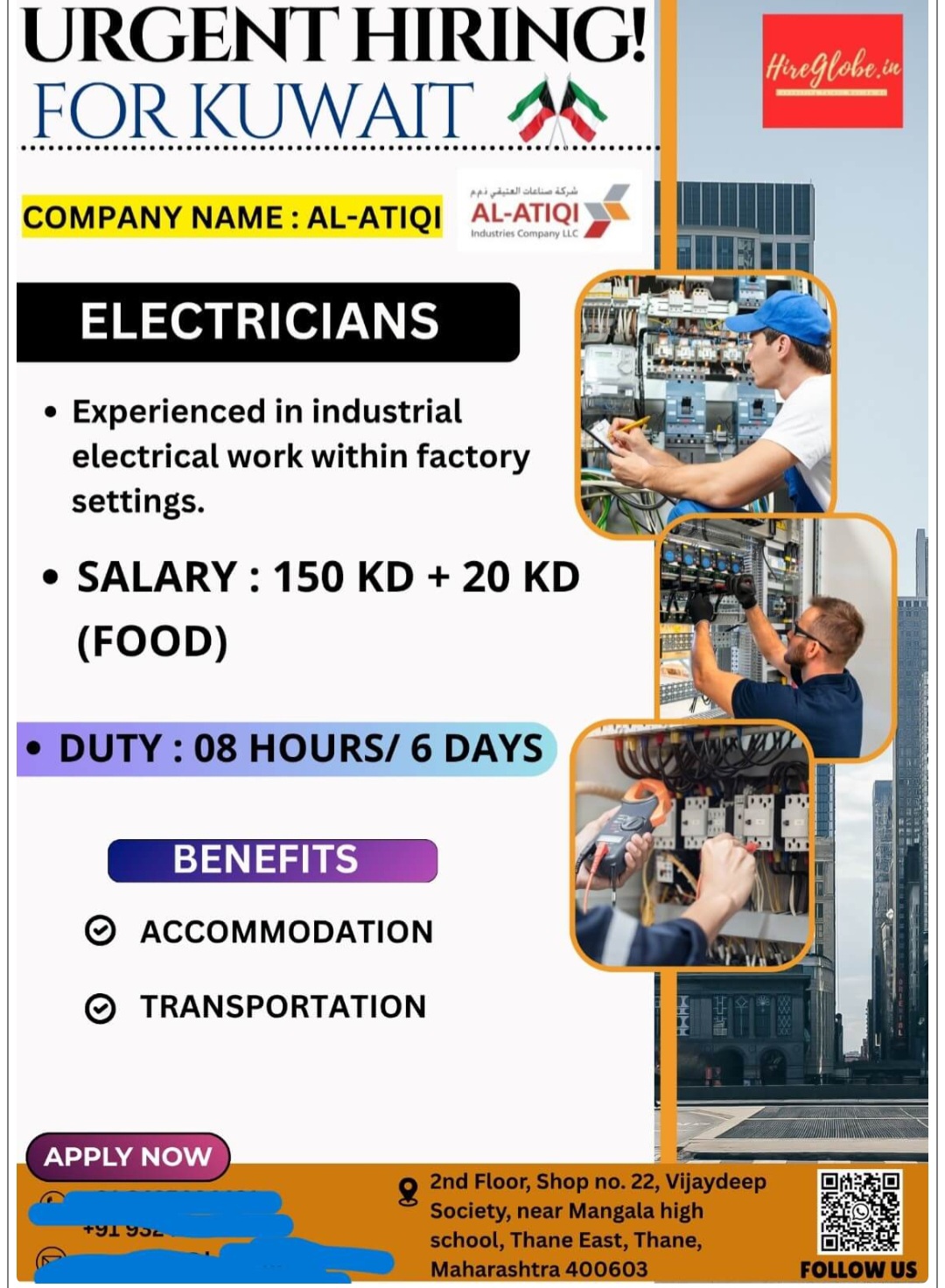 HIRING ELECTRICIAN FOR KUWAIT