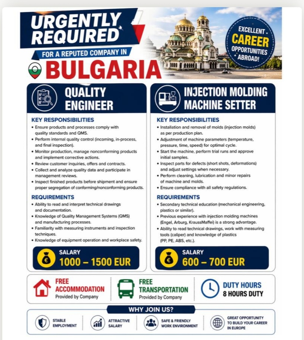 HIRING FOR A REPUTED COMPANY IN BULGARIA