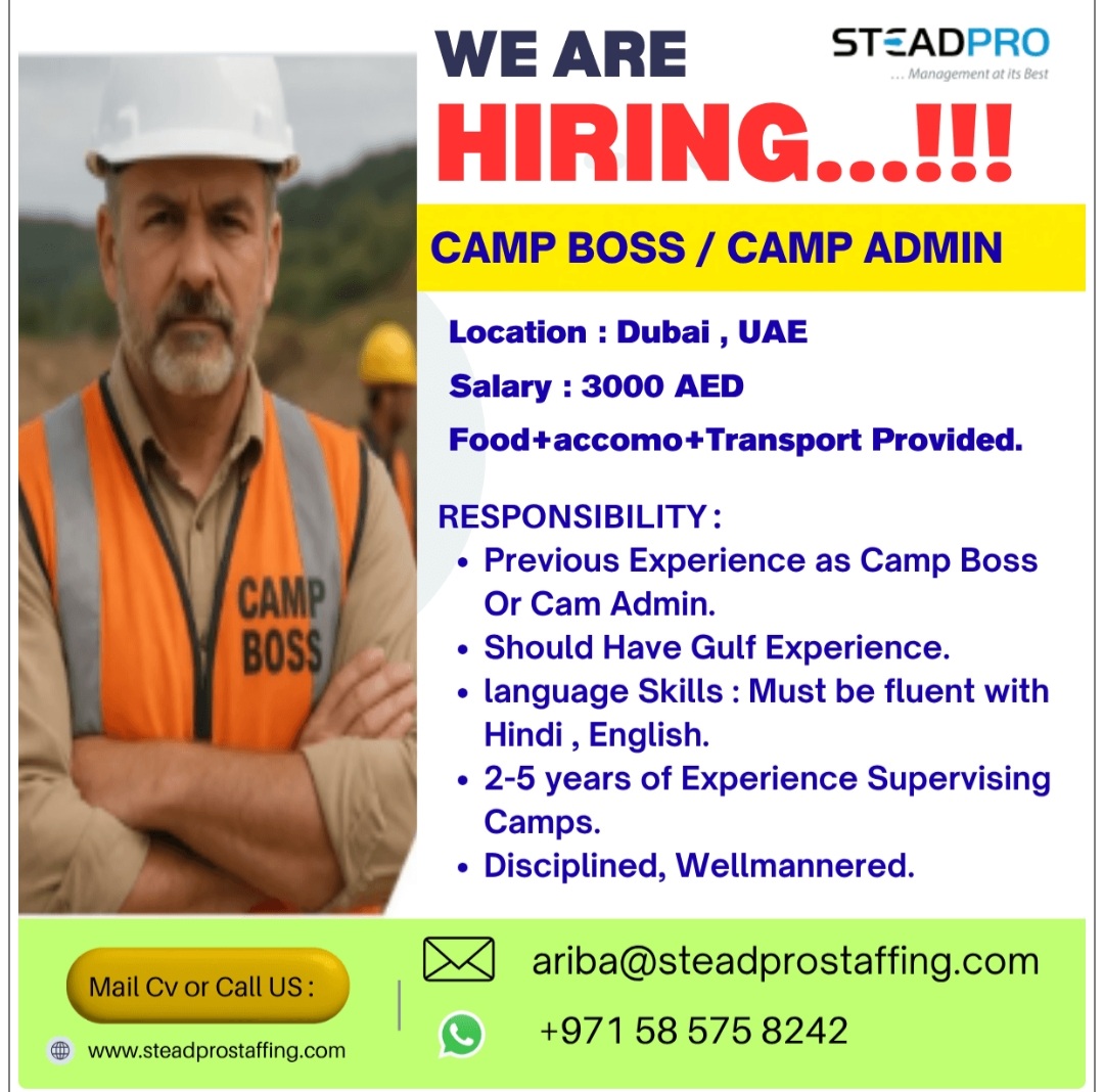 HIRING FOR CAMPBOSS CAMP ADMIN FOR DUBAI UAE