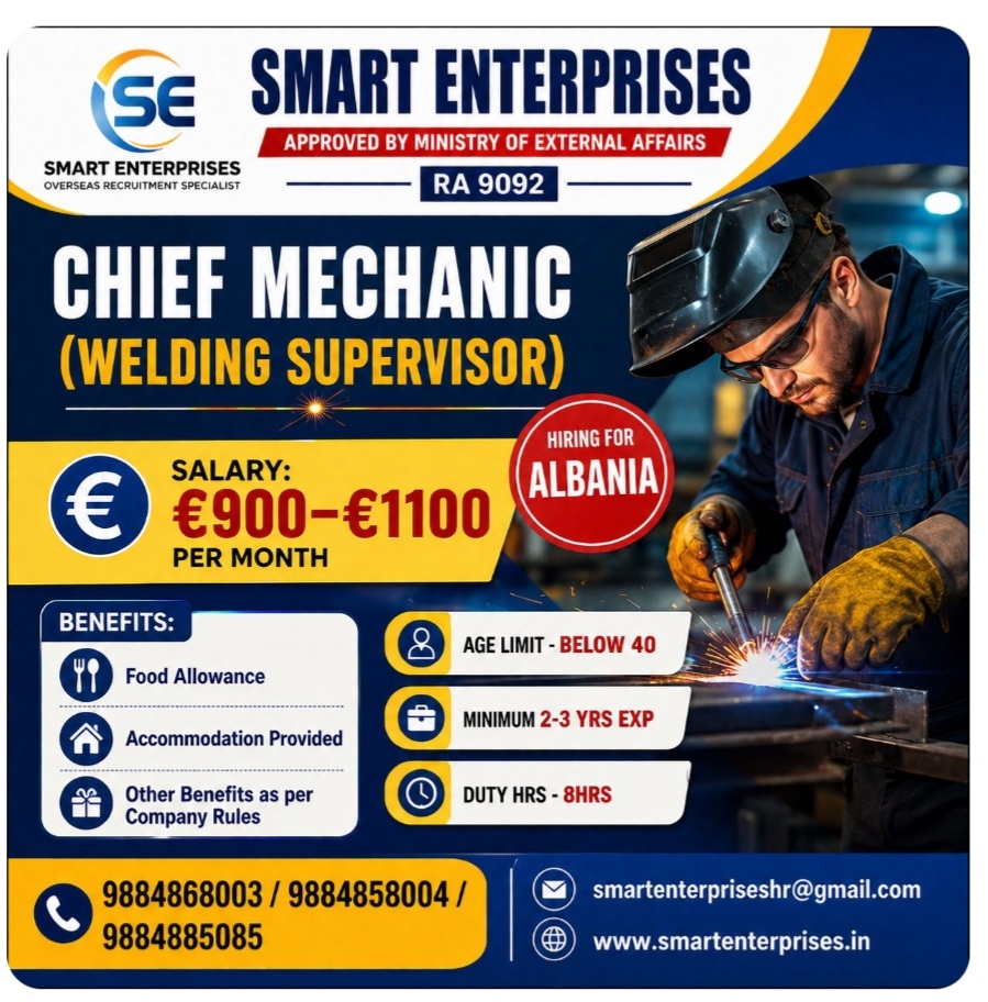 HIRING FOR CHIEF MECHANIC (WELDING SUPERVISOR)
