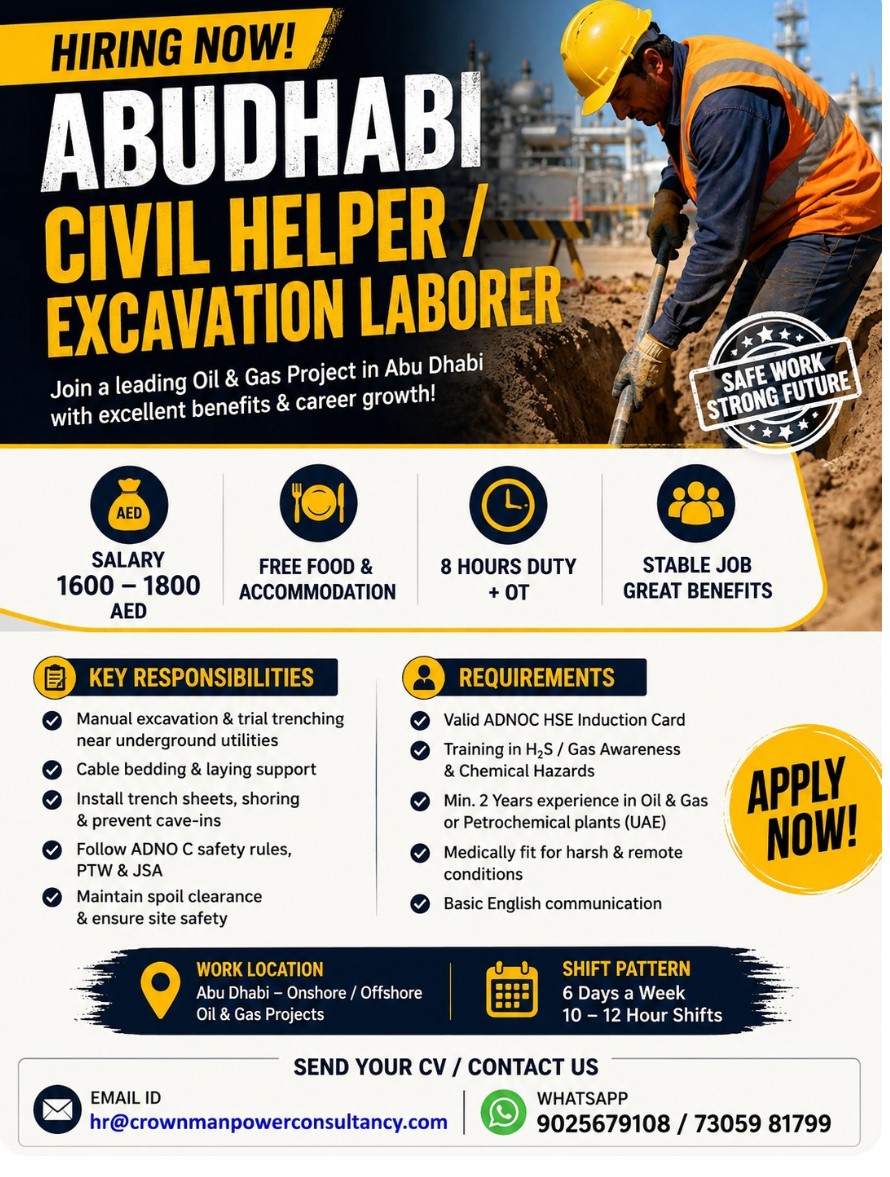 HIRING FOR CIVIL WOKER / EXCAVATION LABOUR