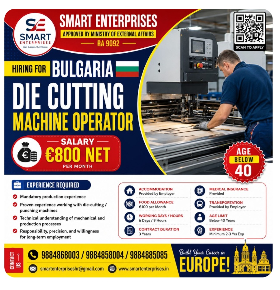 HIRING FOR DIE CUTTING MACHINE OPERATOR