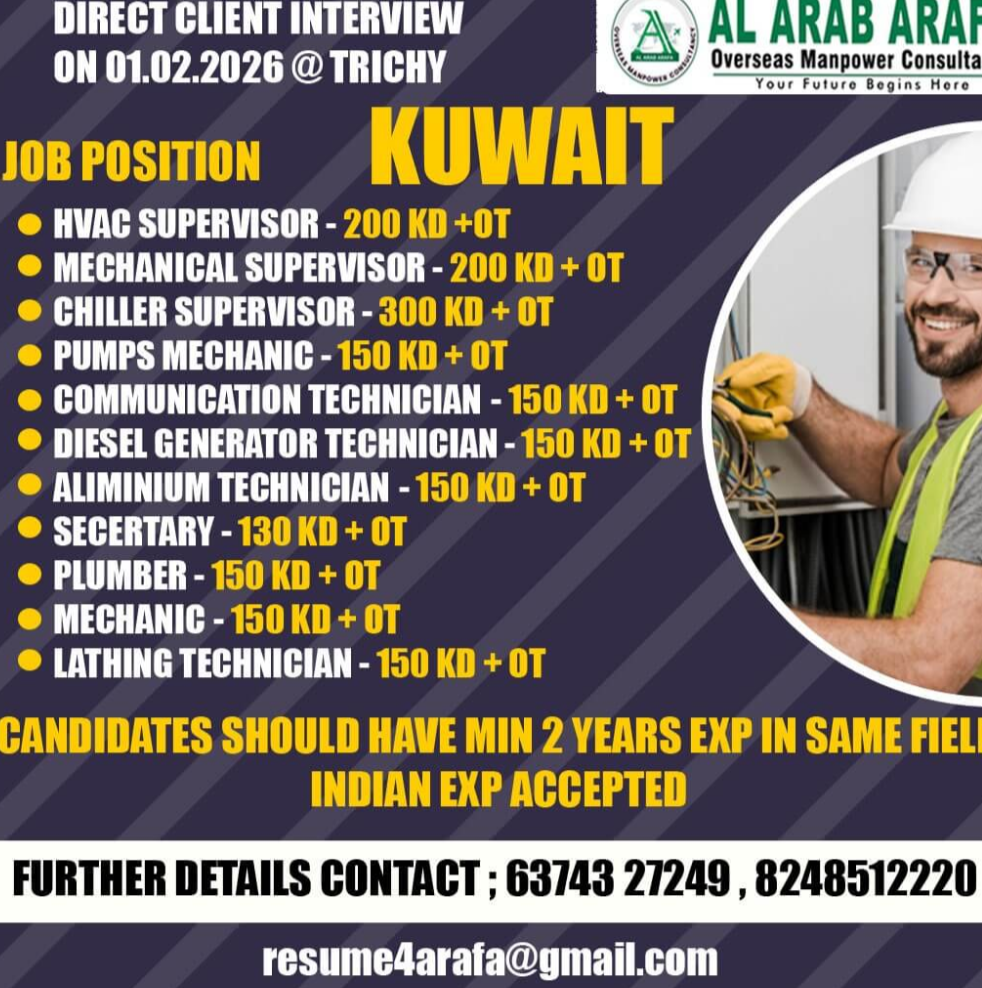 HIRING FOR KUWAIT COMPANY SUPERVISORS