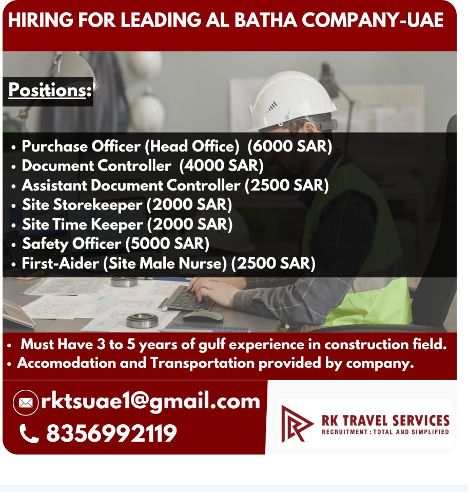 Hiring for Leading Al Batha Company - UAE