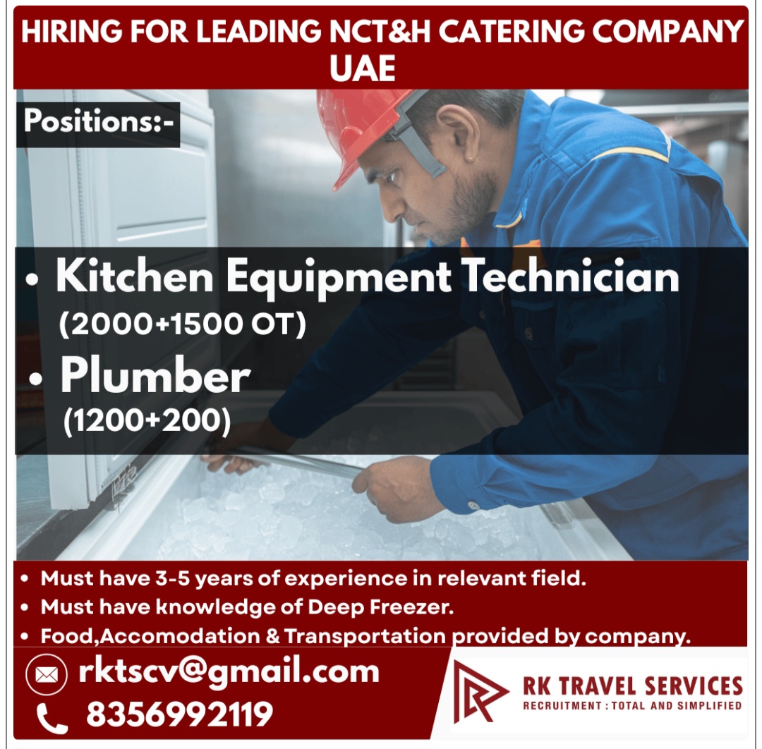 HIRING FOR LEADING NCT &H CATERING COMPANY UAE
