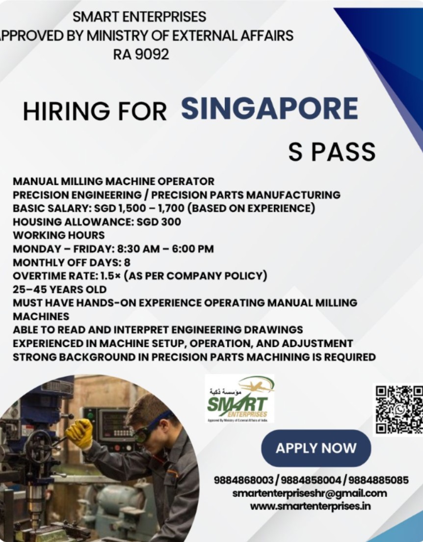 HIRING FOR MANUAL MILLING MACHINE OPERATOR