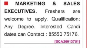 HIRING FOR MARKETING AND SALES EXECUTIVE