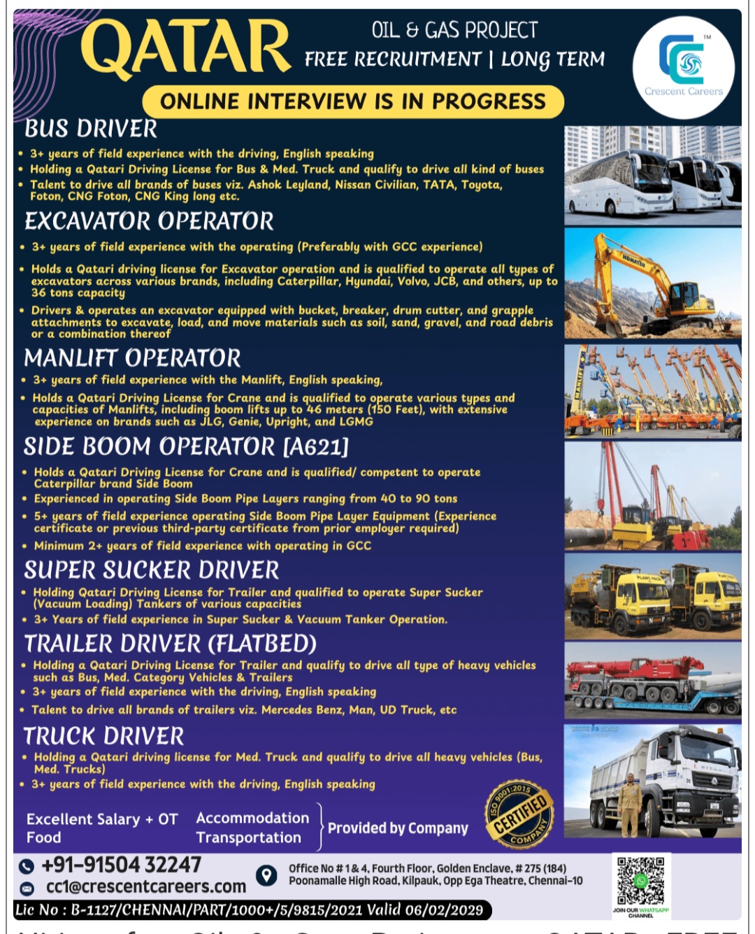 Hiring for Oil & Gas Project at QATAR