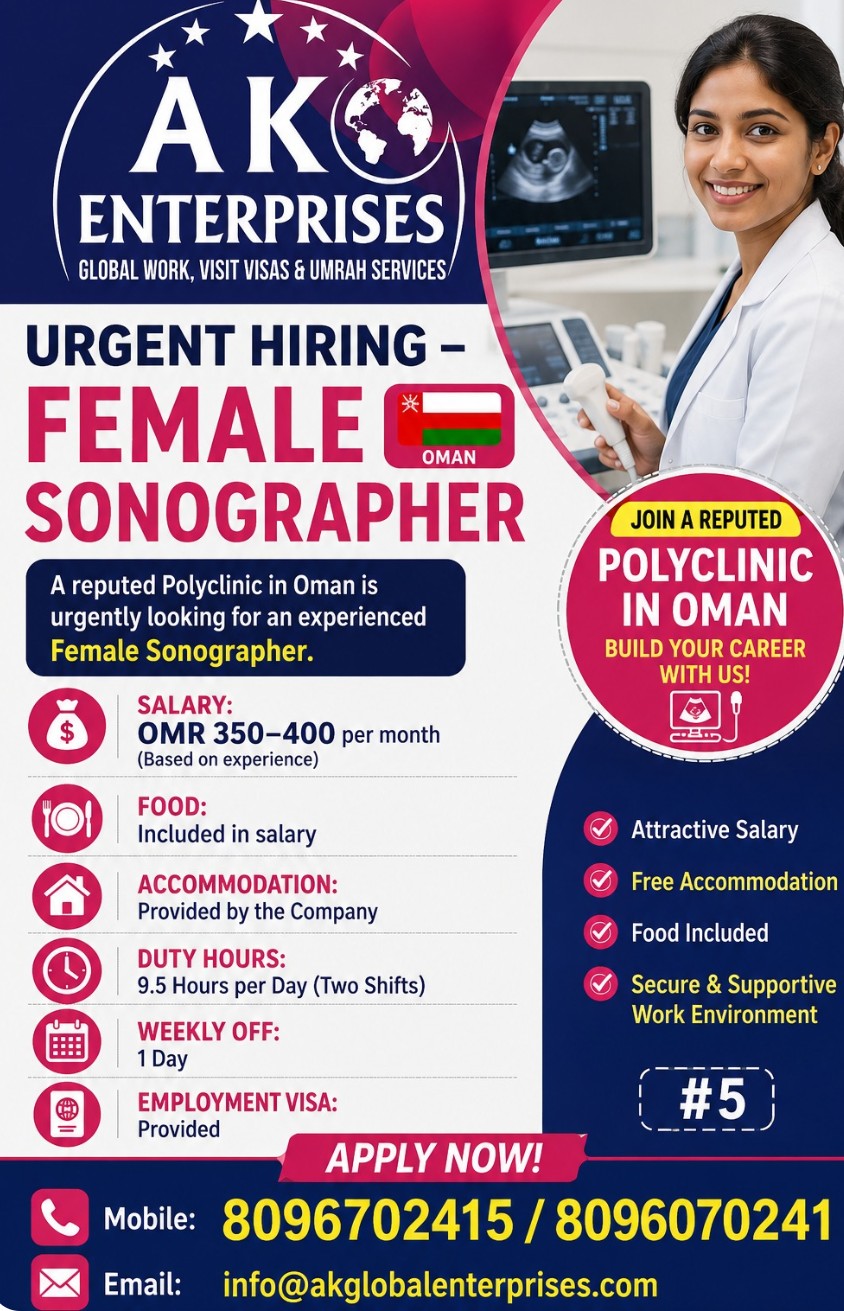 Hiring for Oman Sonographer for Female