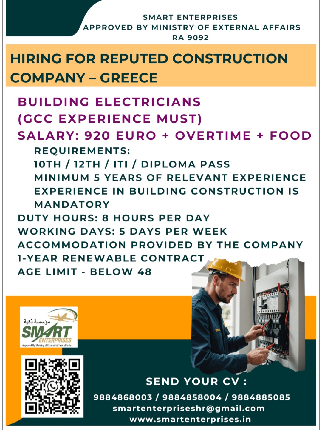 HIRING FOR REPUTED CONSTRUCTION COMPANY GREECE
