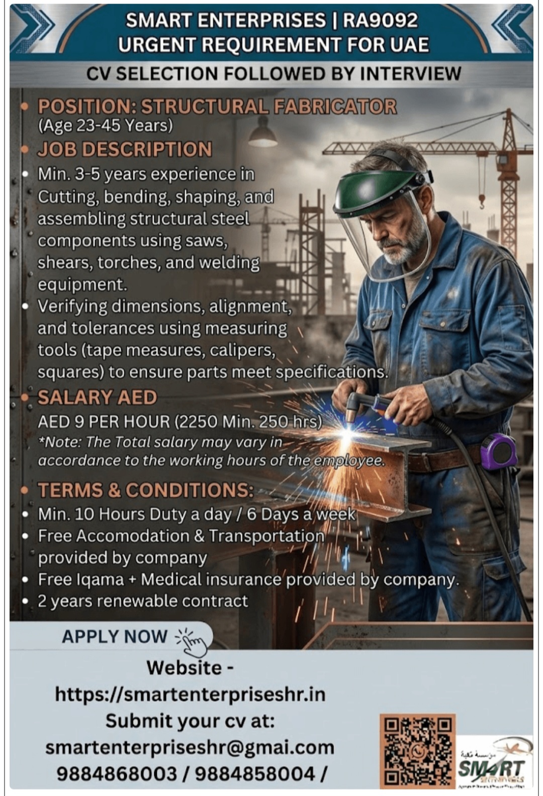 HIRING FOR SAUDI ARABIA  STRUCTURAL FABRICATOR