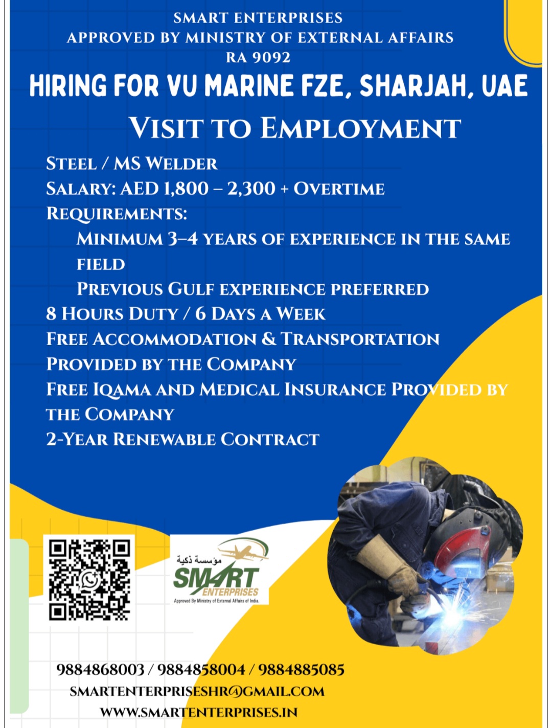HIRING FOR VU MARINE FZE, SHARJAH, UAE