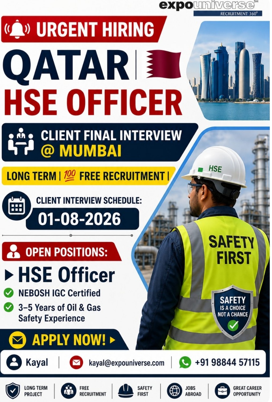 HIRING HSE OFFICER FOR QATAR