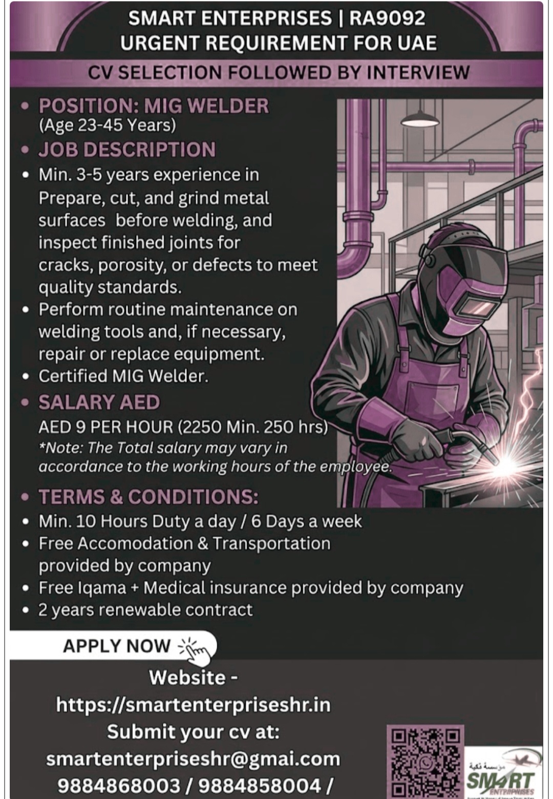 HIRING MIG WELDER FOR UAE