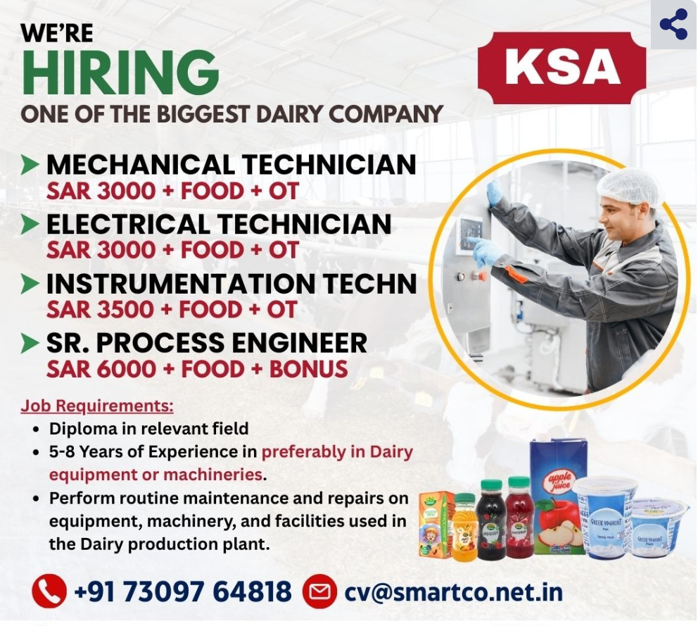 HIRING ONE OF THE BIGGEST DAIRY COMPANY