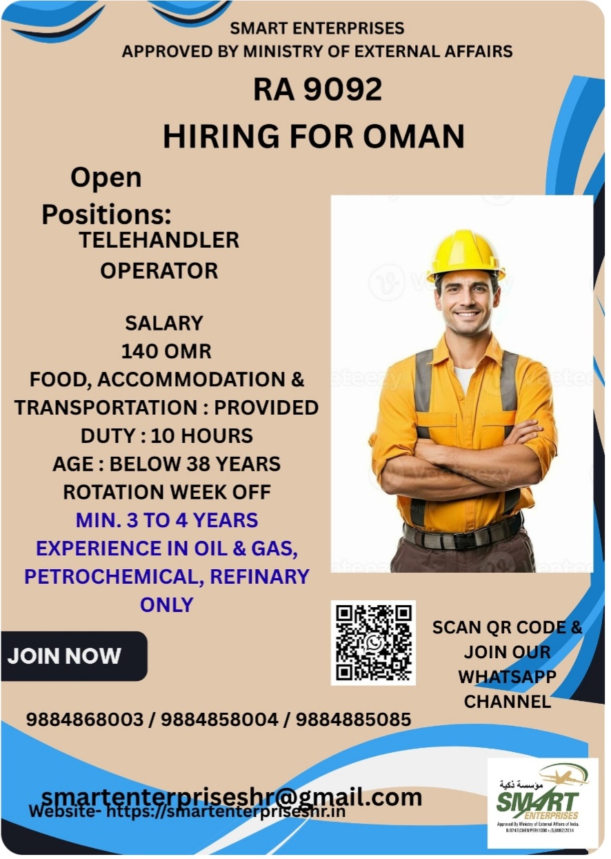 HIRING TELEHANDLER OPERATOR FOR OMAN