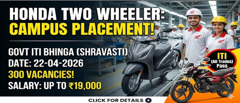 Honda Two Wheeler Jobs Campis placement 2026 in Uttar pradesh