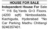 HOUSE FOR SALE IN KACHIGUDA