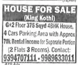 HOUSE FOR SALE ( KING KOTHI )