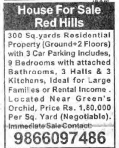 HOUSE FOR SALE ( REDHILLS)