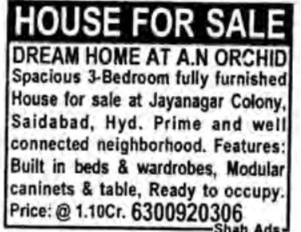 HOUSE FOR SALE