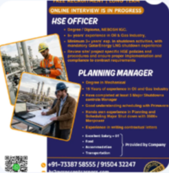 HSE OFFICER / PLANNING ENGINEER