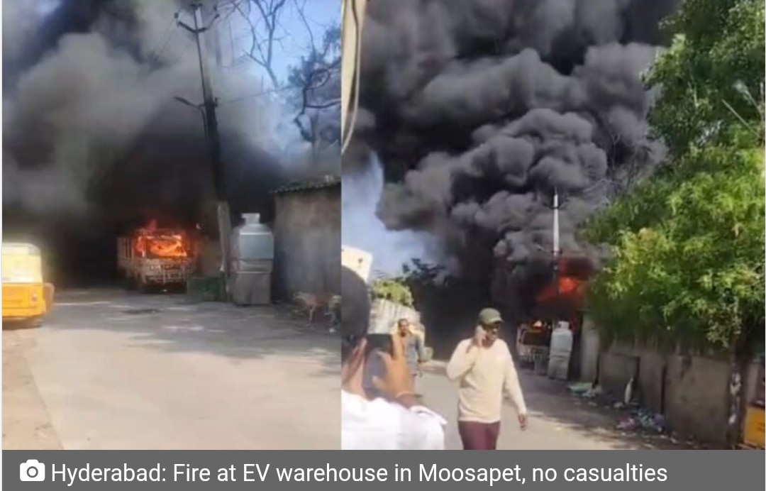 Hyderabad: Fire at EV warehouse in Moosapet, no casualties