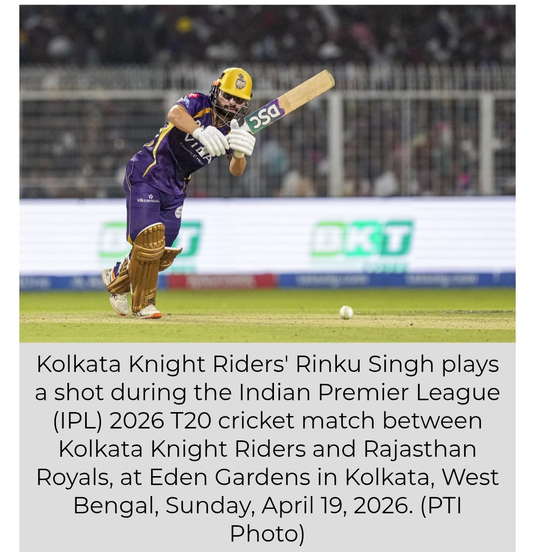 IPL 2026: Rinku Helps KKR Register First Win, Beat RR By 4 Wickets