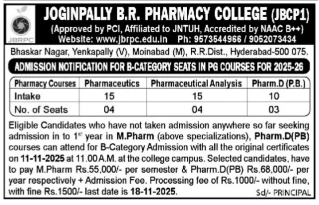 JOGINPALLY B.R PHARMACY COLLEGE