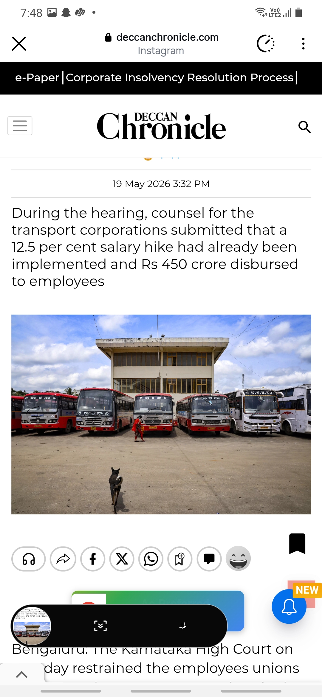 Karnataka HC Restrains Transport Unions From May 20