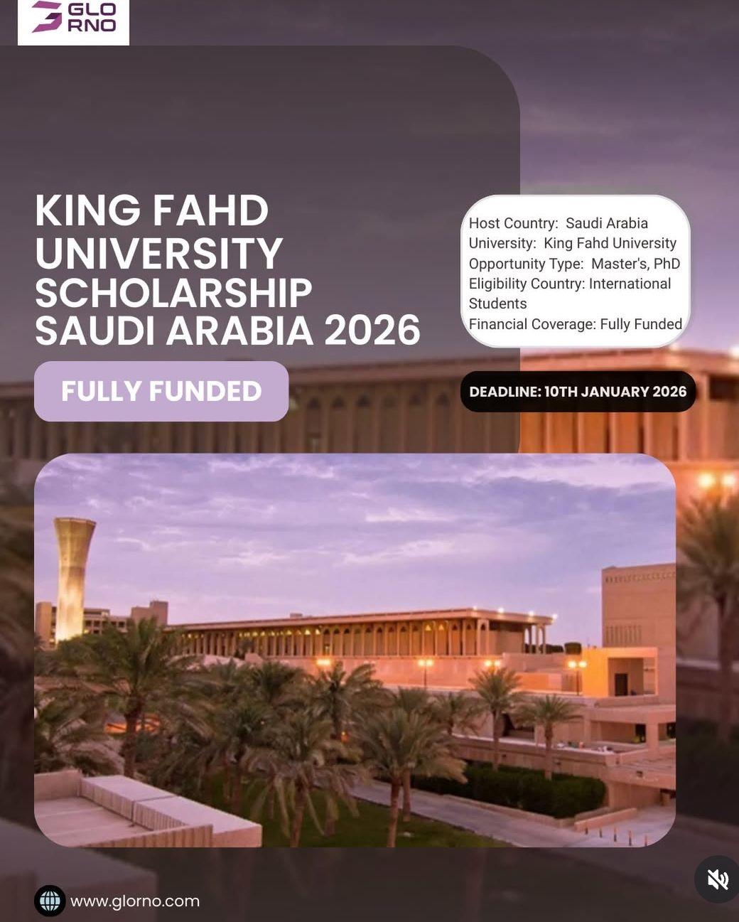 KING FAHD UNIVERSITY SCHOLORSHIP SAUDI ARABIA 2026