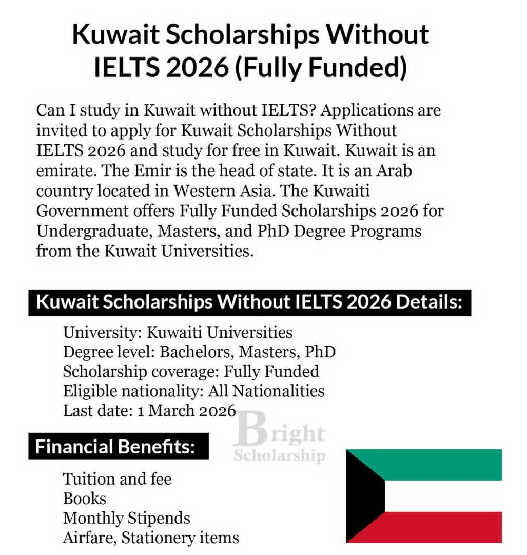 KUWAIT SCHOLARSHIPS  WITHOUT ILETS 2026 (FULLY FUNDED)