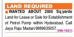 LAND FOR SALE AT JAYA RAJU