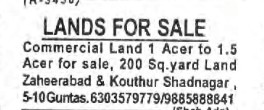LANDS FOR SALE
