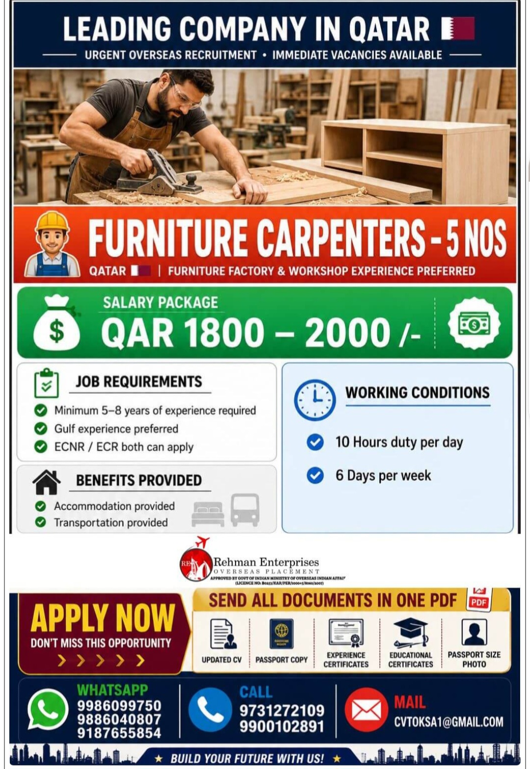 LEADING COMPANY HIRING FOR QATAR
