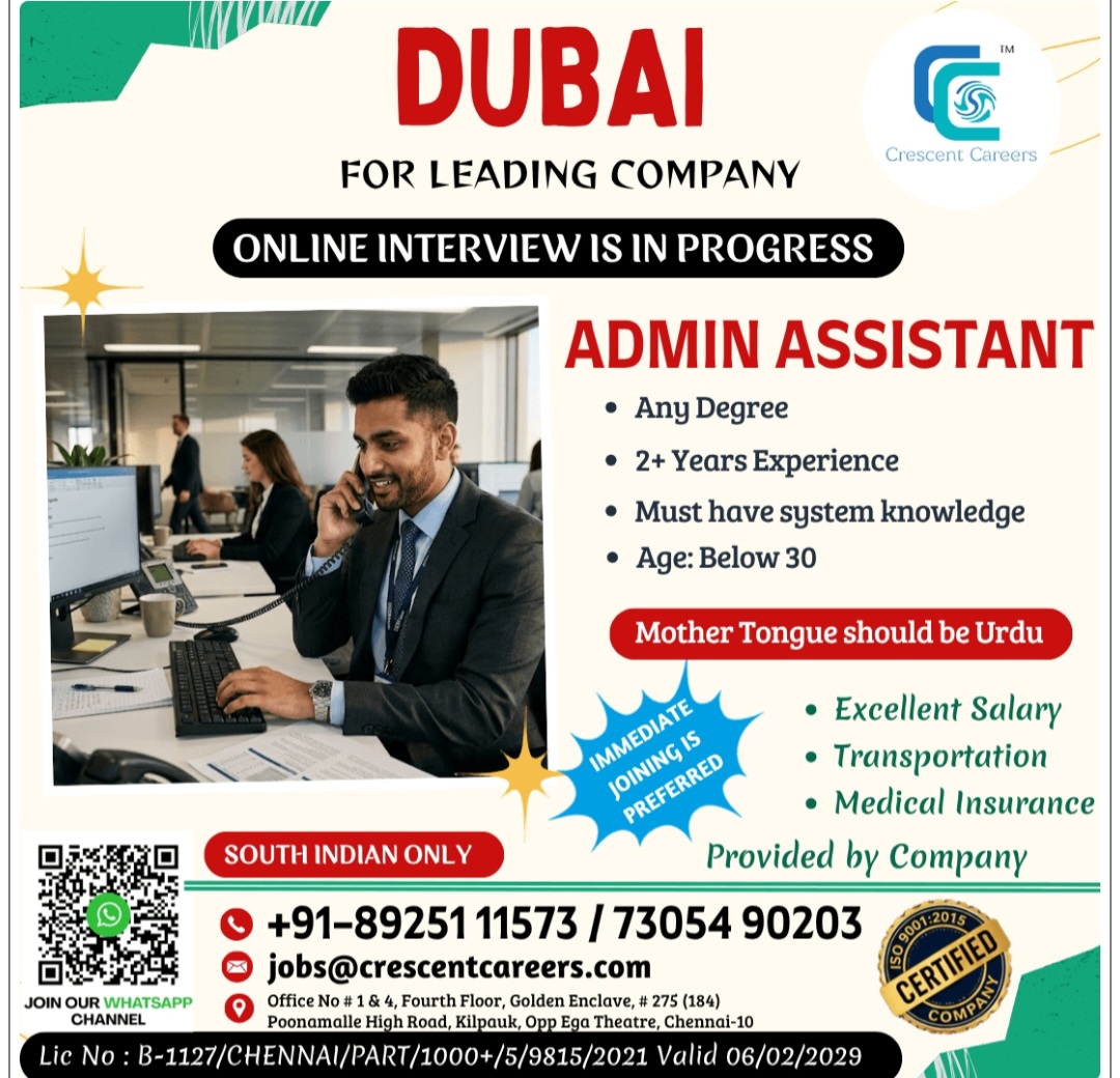 LEADING COMPANY IS HIRING FOR DUBAI