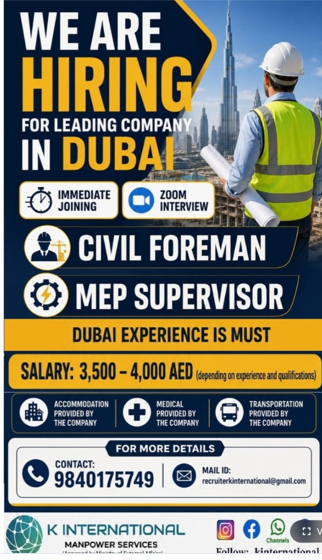 LEADING COMPANY IS HIRING FOR DUBAI