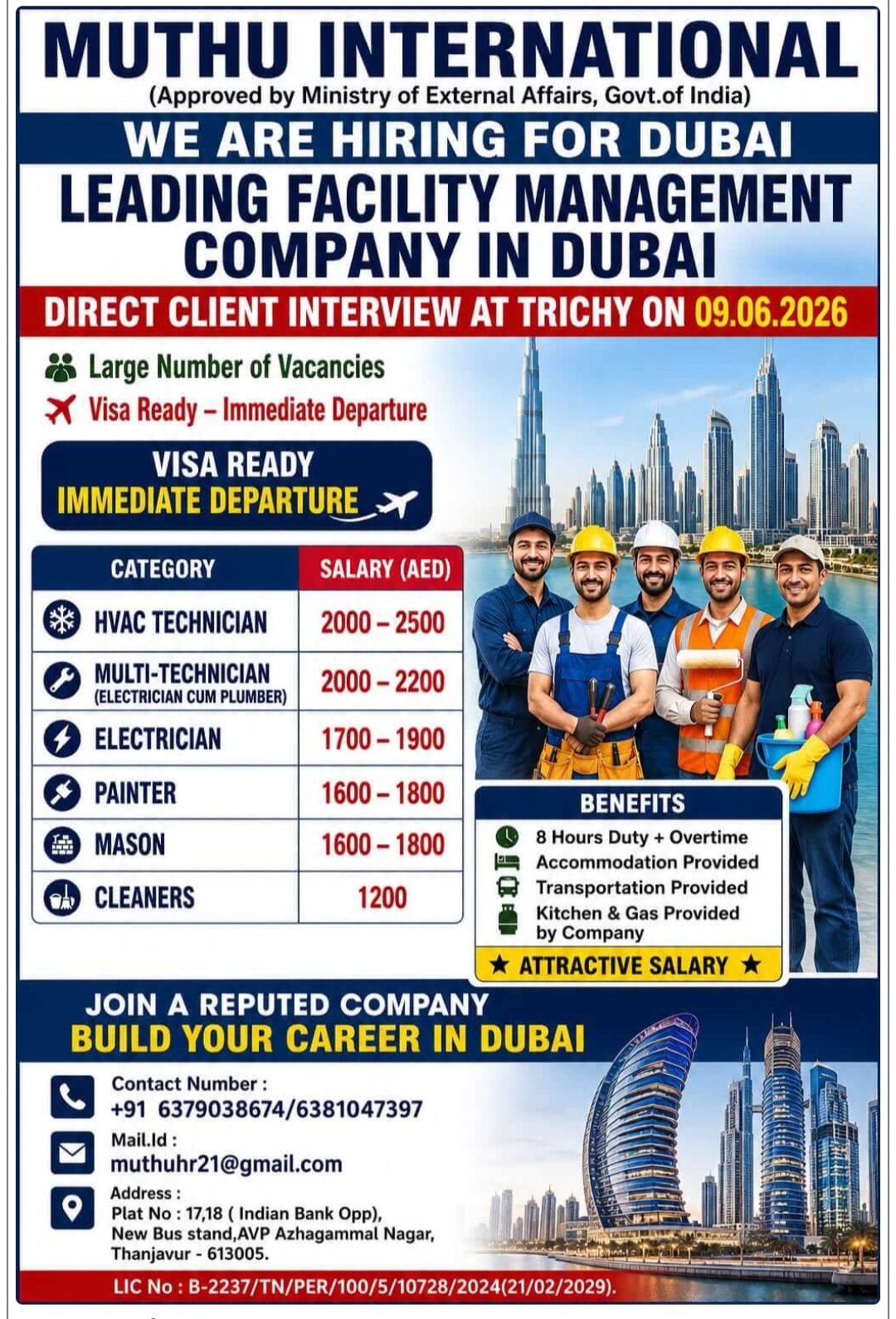 LEADING FACILITY MANAGEMENT COMPANY IS HIRING FOR DUBAI