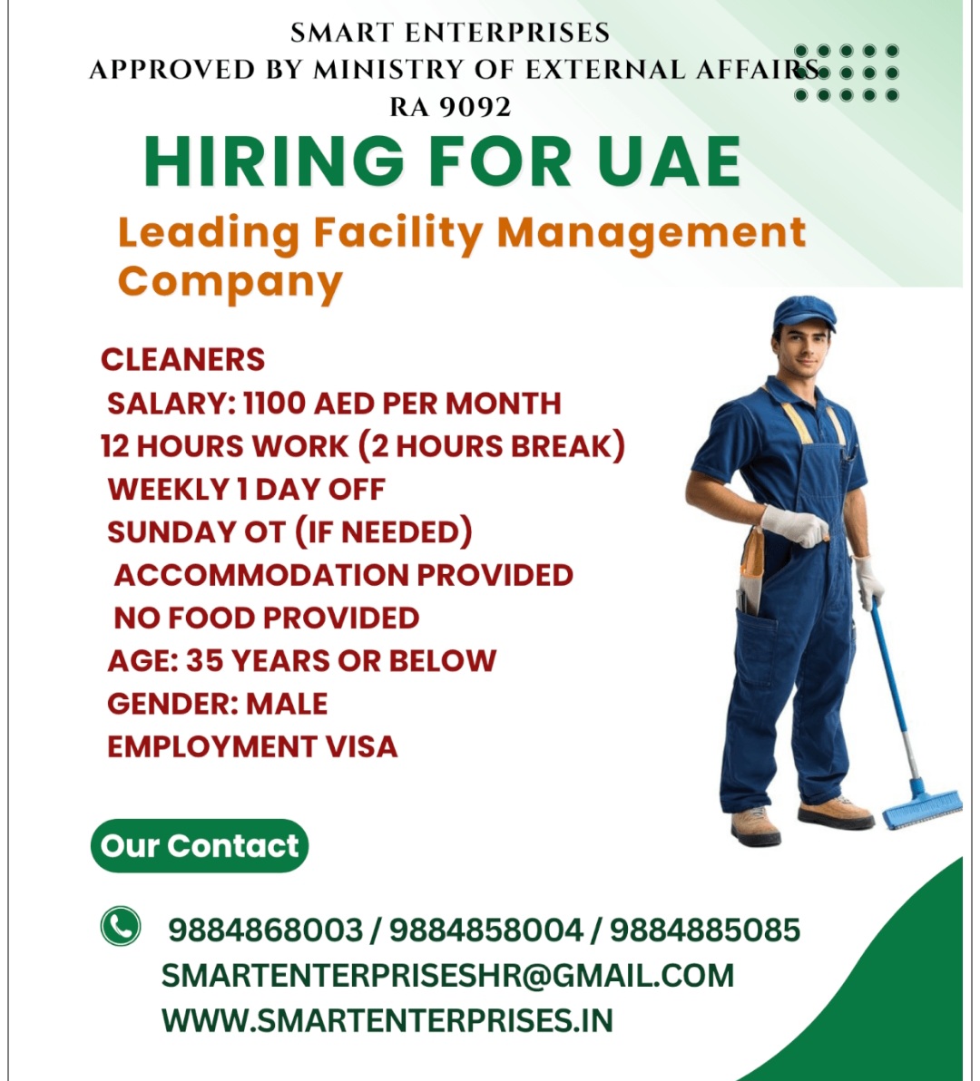 LEADING FACILITY MANAGEMENT COMPANY IS HIRING FOR UAE