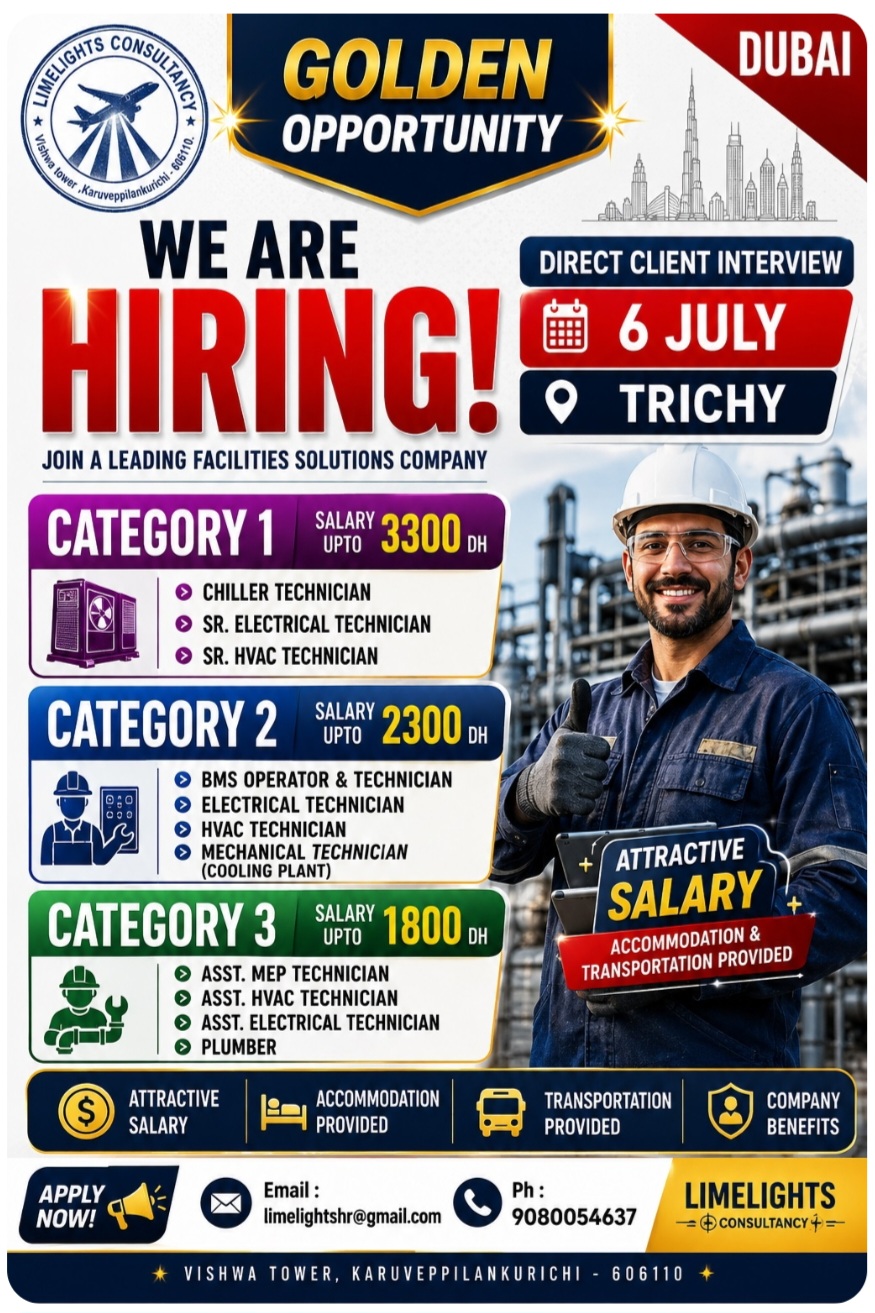 LEADING FACILITY SOLUTION COMPANY IS HIRING FOR DUBAI