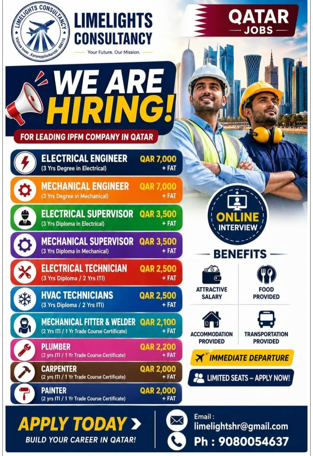 LEADING IPFM COMPANY IS HIRING FOR QATAR