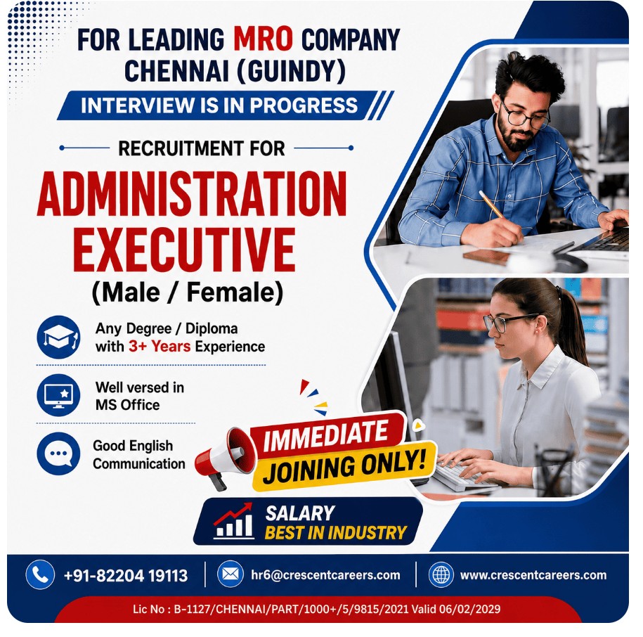 LEADING MRO COMPANY IS HIRING FOR ADMINISTRATION EXECUTIVE