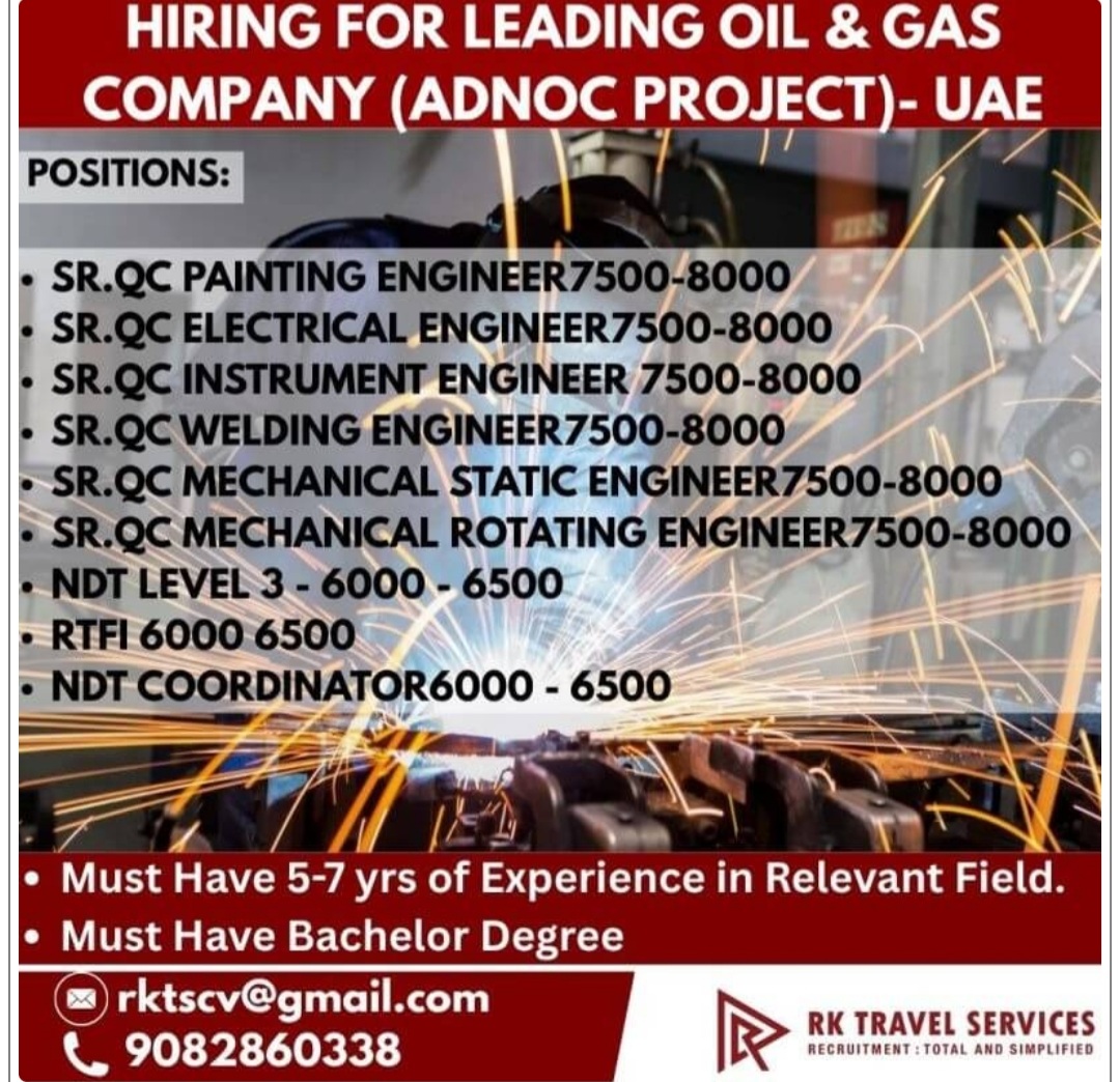 LEADING OIL AND GAS COMPANY ADNOC PROJECT IS HIRING