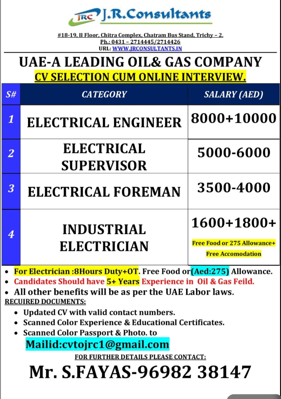 LEADING OIL AND GAS COMPANY IS HIRING FOR UAE