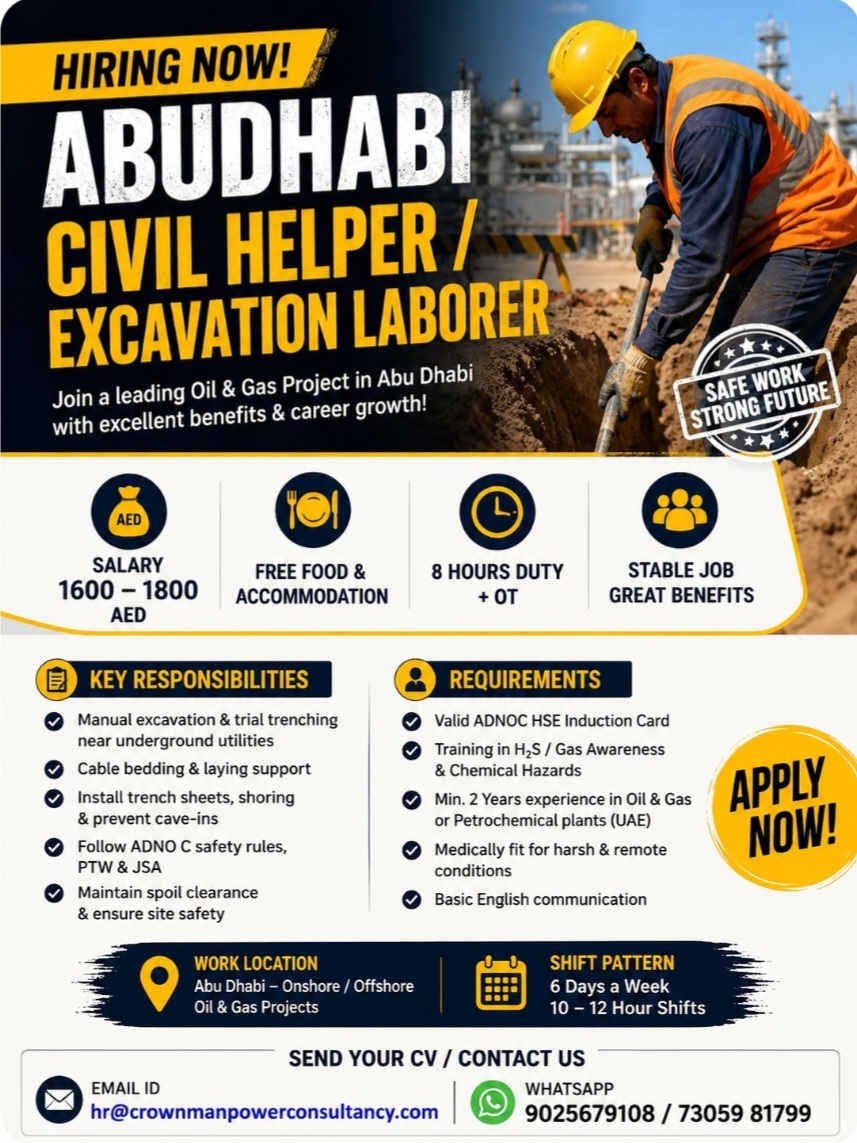 LEADING OIL AND GAS PROJECT IS HIRING IN ABUDHABI